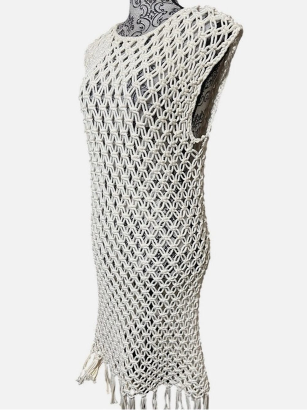 J. Crew Open Macramé Crochet Sleeveless Dress in Natural Beige - Picture 2 of 7